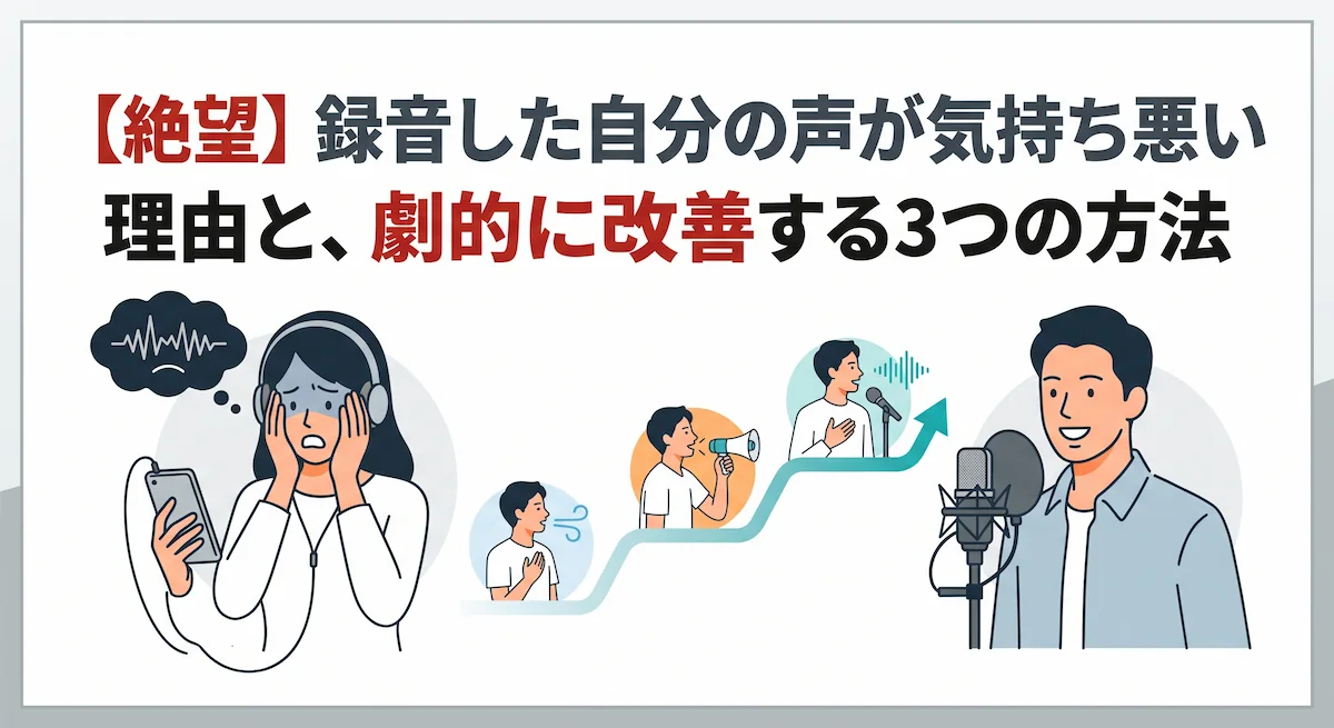 【絶望】録音した自分の声が気持ち悪い理由と、劇的に改善する3つの方法　アイキャッチ