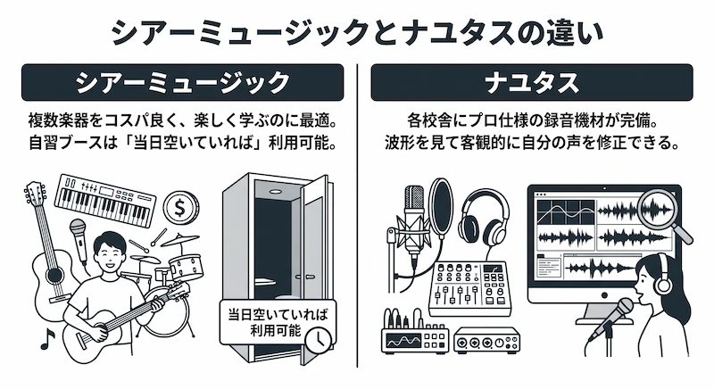 シアーミュージックとナユタスの違い 図解