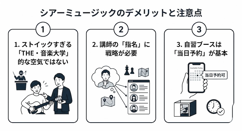 シアーミュージックのデメリットと注意点 図解