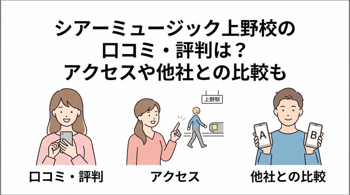 シアーミュージック上野校の口コミ・評判は？アクセスや他社との比較も　アイキャッチ